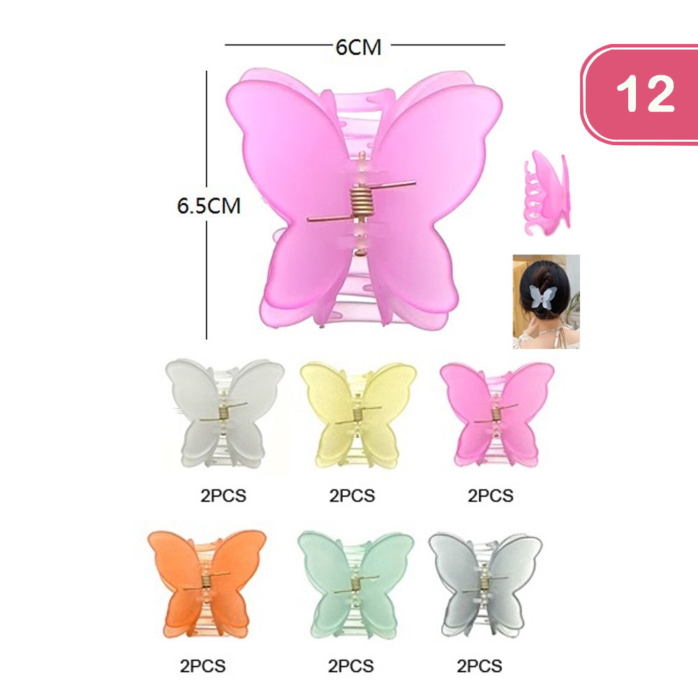 FASHION BUTTERFLY HAIR CLAW JAW CLIPS (12 UNITS)