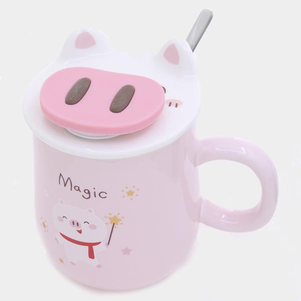 PIGGY MUG WITH LID AND SPOON