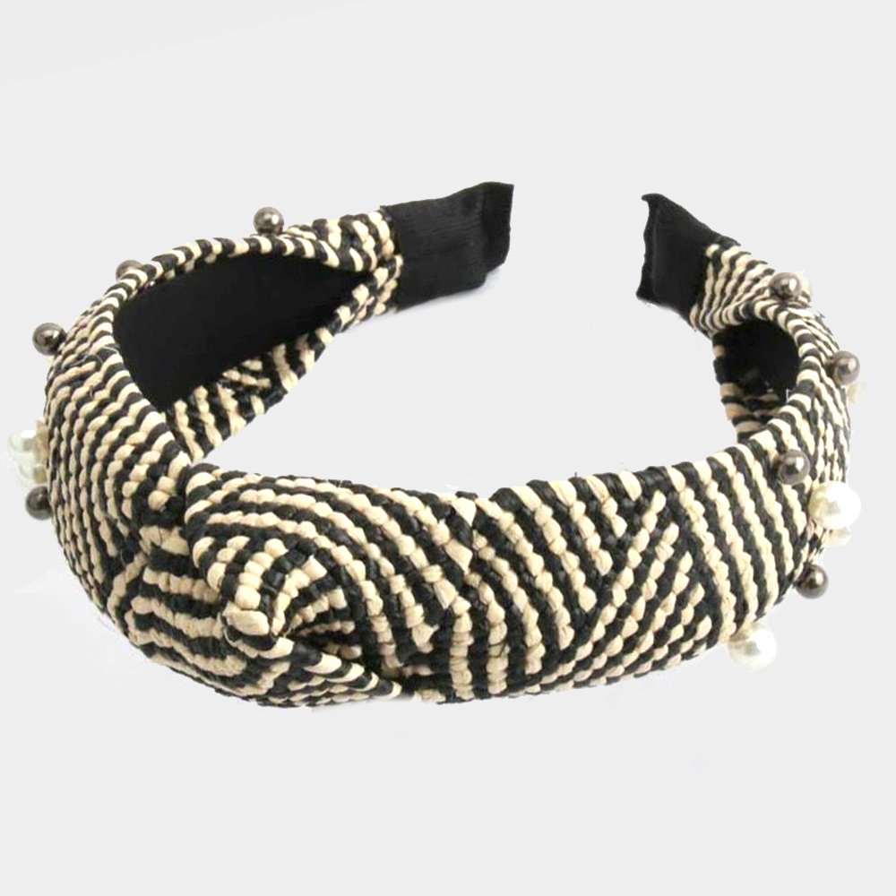 PEARL STRIPED JUTE KNOT HAIRBAND