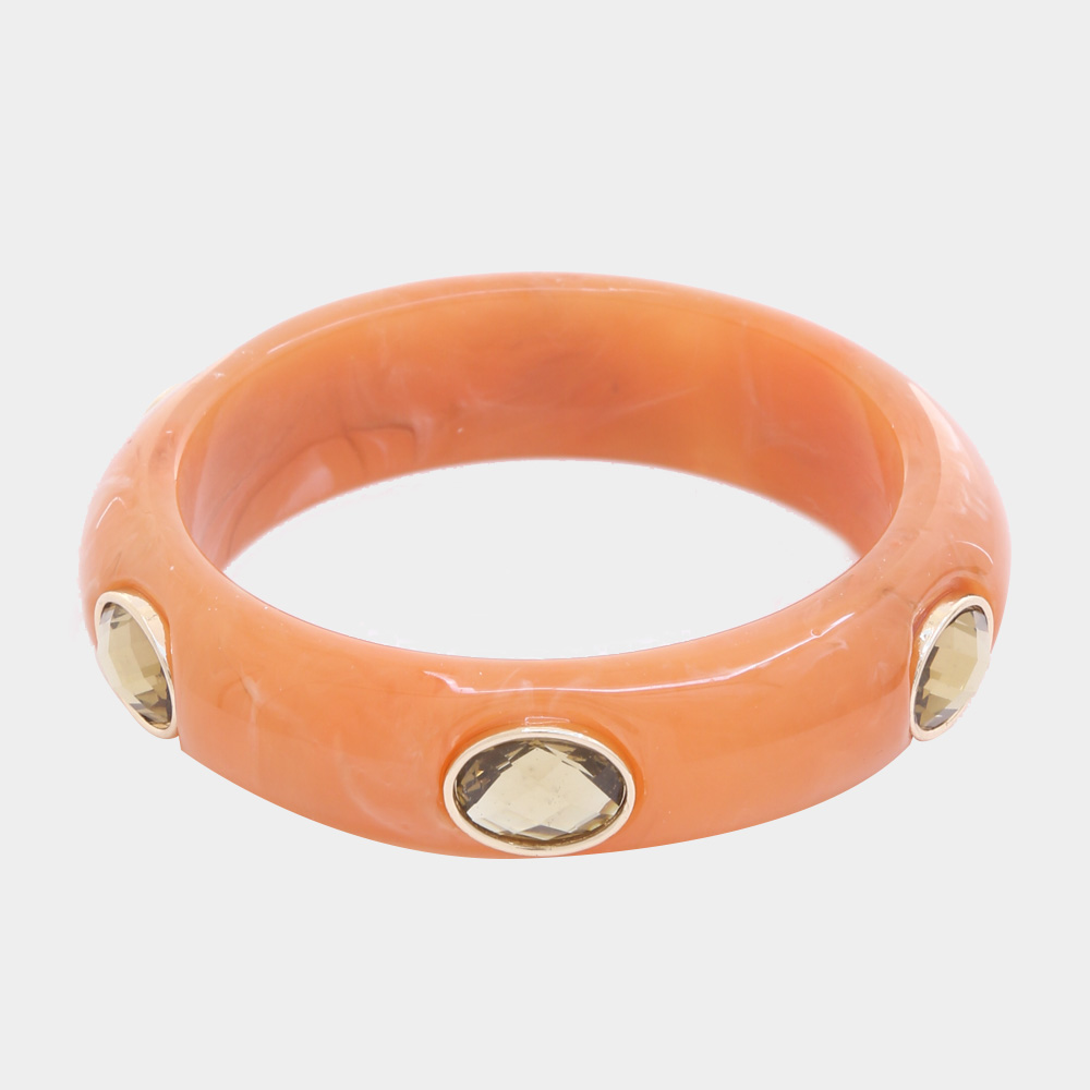 OVAL CRYSTAL ACETATE BANGLE BRACELET