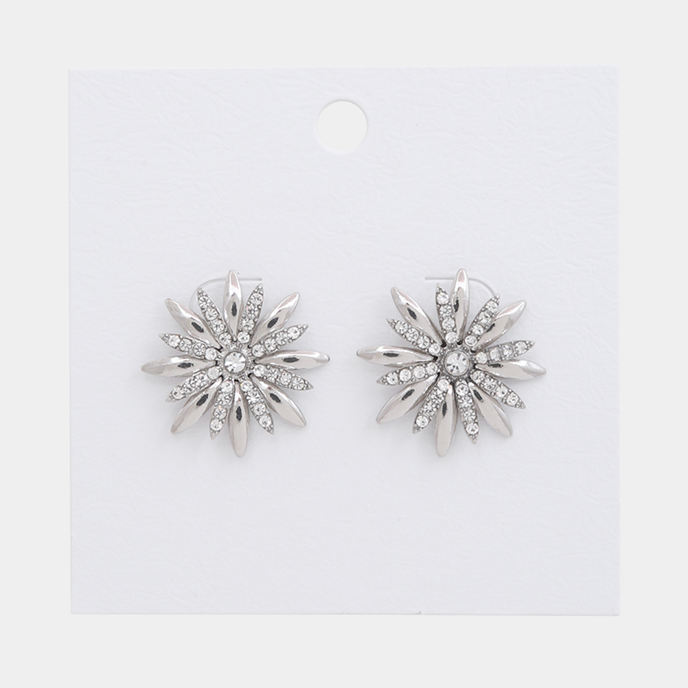 RHINESTONE METAL STAR BURST EARRING