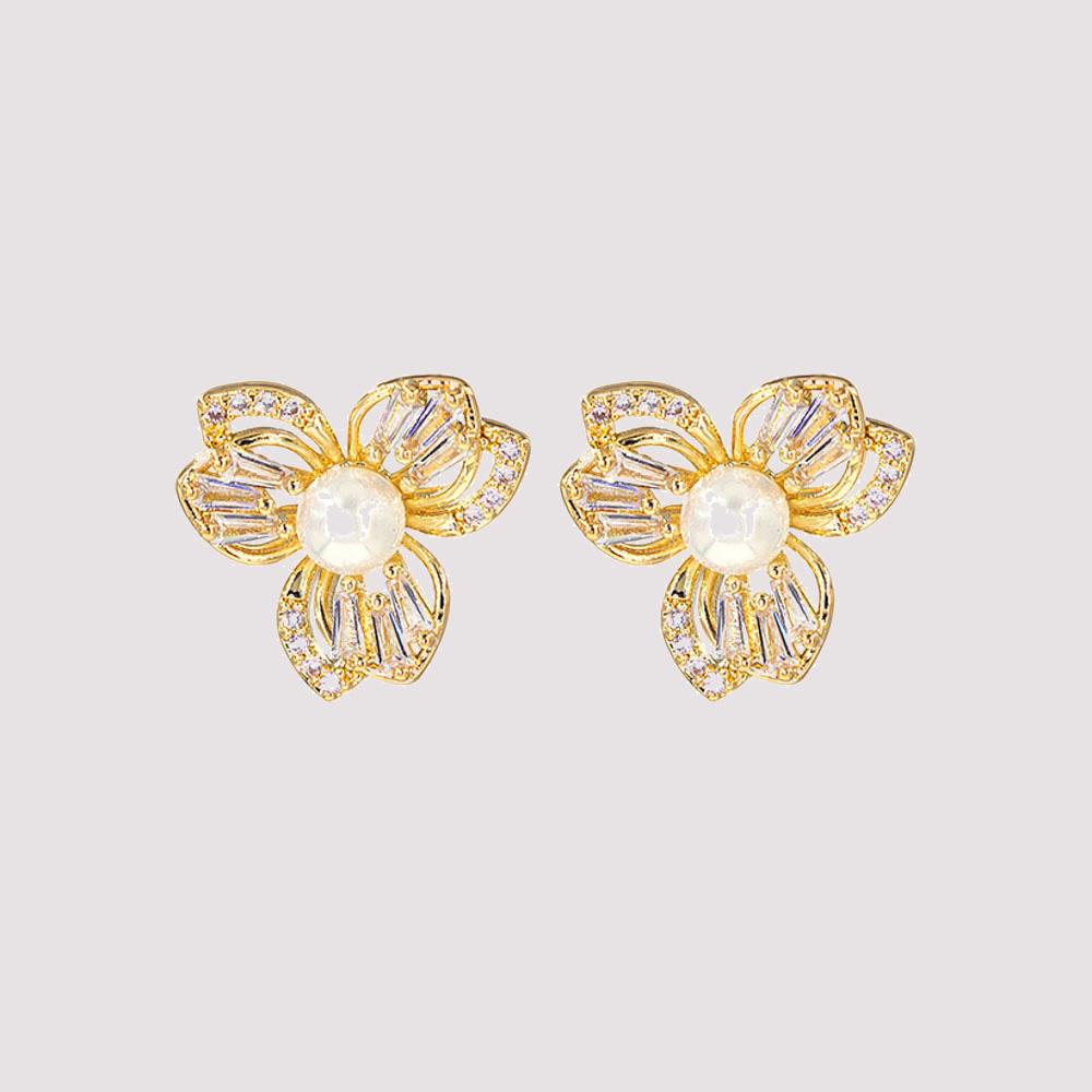 CZ FLOWER CASTING EARRING