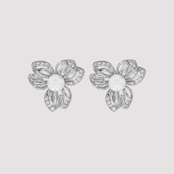 CZ FLOWER CASTING EARRING