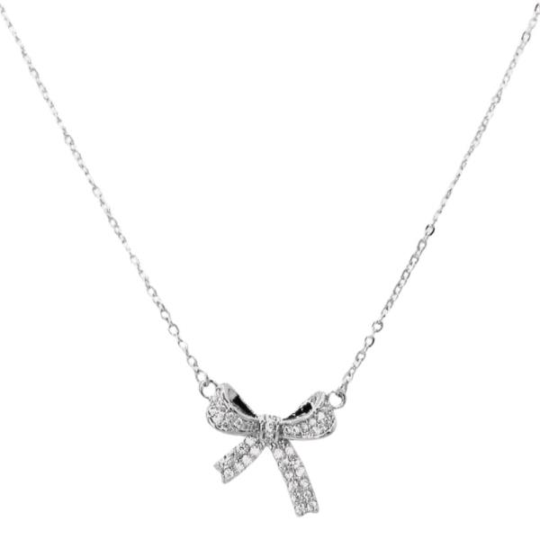 CZ DAINTY BOW NECKLACE