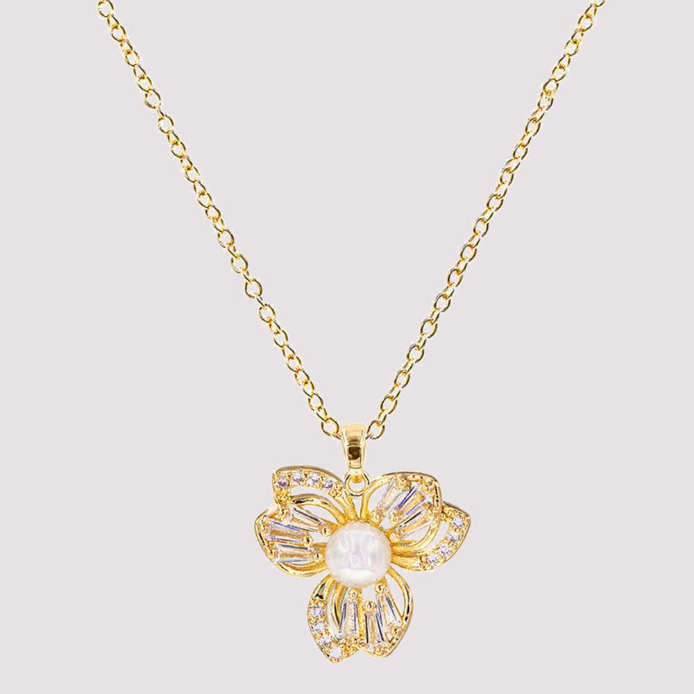 CZ FLOWER CASTING NECKLACE