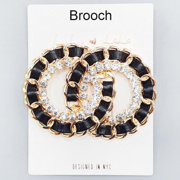 DOUBLE CIRCLE CRYSTAL BROOCH