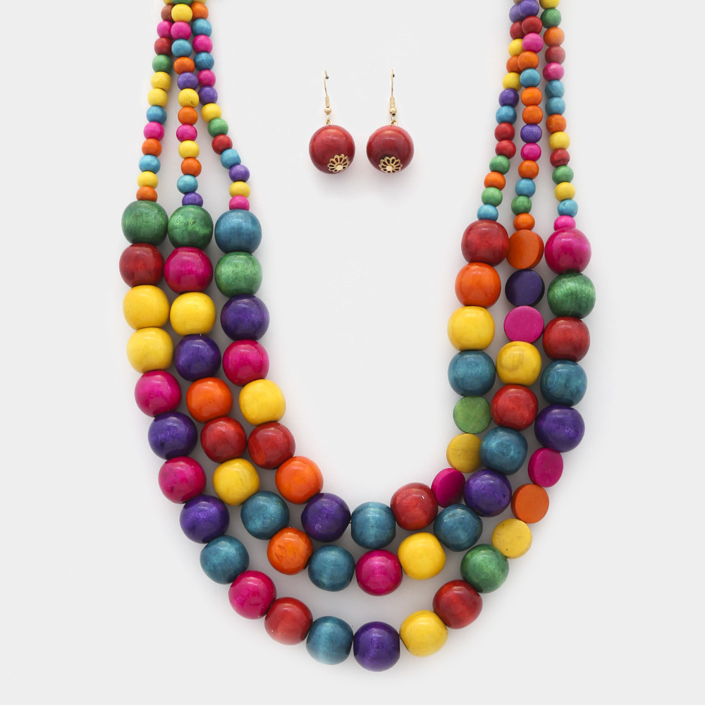 MULTI COLOR BEADED LAYERED NECKLACE