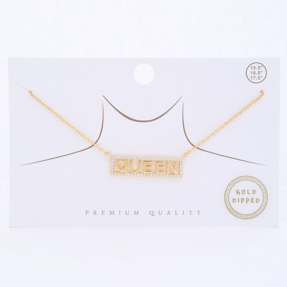 GOLD DIPPED QUEEN PENDANT DAINTY NECKLACE