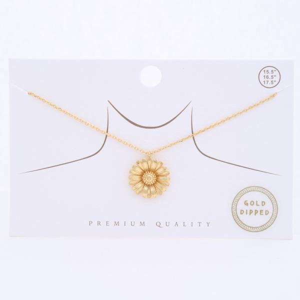 GOLD DIPPED FLOWER PENDANT DAINTY NECKLACE