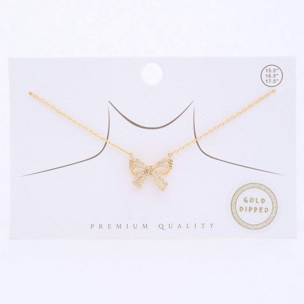 GOLD DIPPED RIBBON PENDANT DAINTY NECKLACE