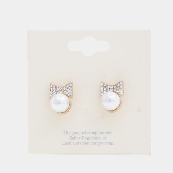 BOW PEARL BEAD EARRING