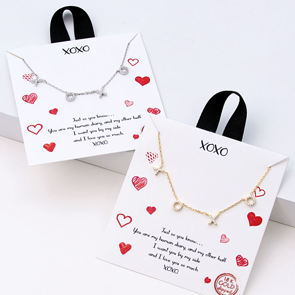 18K GOLD RHODIUM DIPPED XOXO NECKLACE
