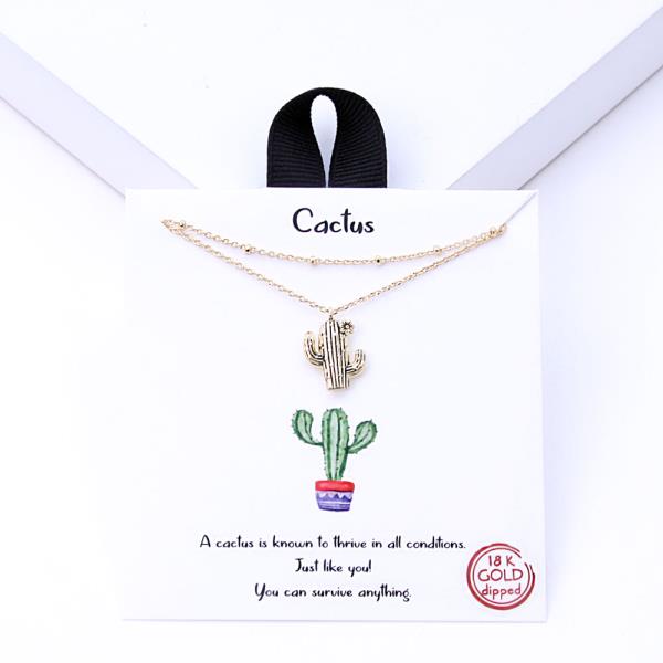 18K GOLD RHODIUM DIPPED CACTUS NECKLACE