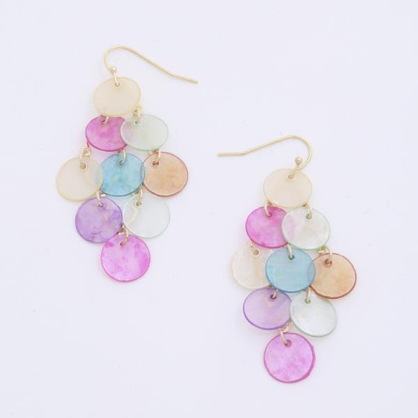 COLOR ACETATE DISC DANGLE EARRING
