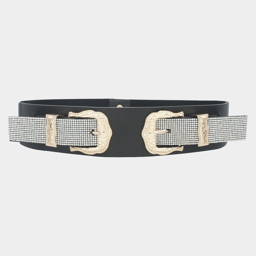 FLORA WESTERN DOUBLE BUCKLE ELASTIC BELT WITH RS STRAP