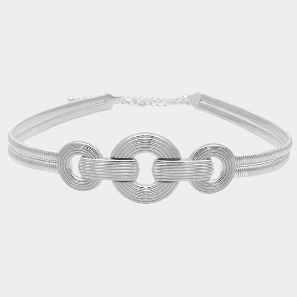 RIBBED TRIO CIRCLE LINK CHAIN BELT