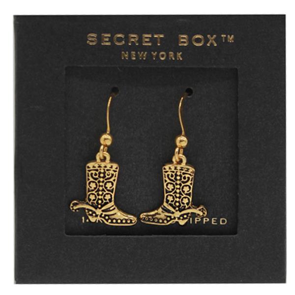 14K GOLD DIPPED ANTIQUE COWBOY BOOTS DROP EARRING