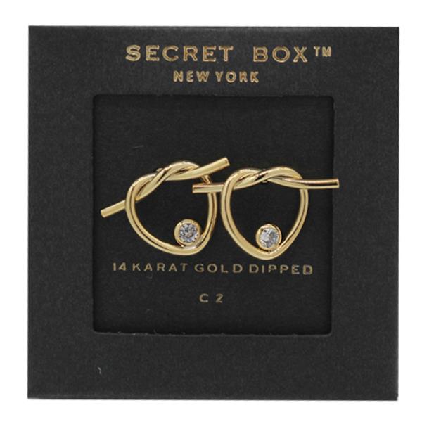 14K GOLD DIPPED HEART KNOTTED CUBIC ZIRCONIA EARRING
