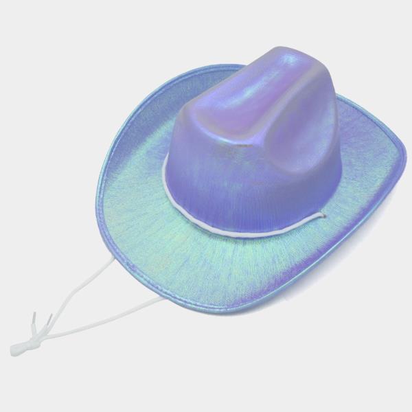 IRIDESCENT COWBOY HAT WITH CHIN STRAP