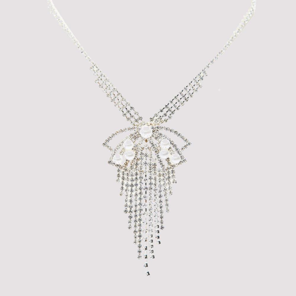 RS PEARL BOW TASSEL NECKLACE