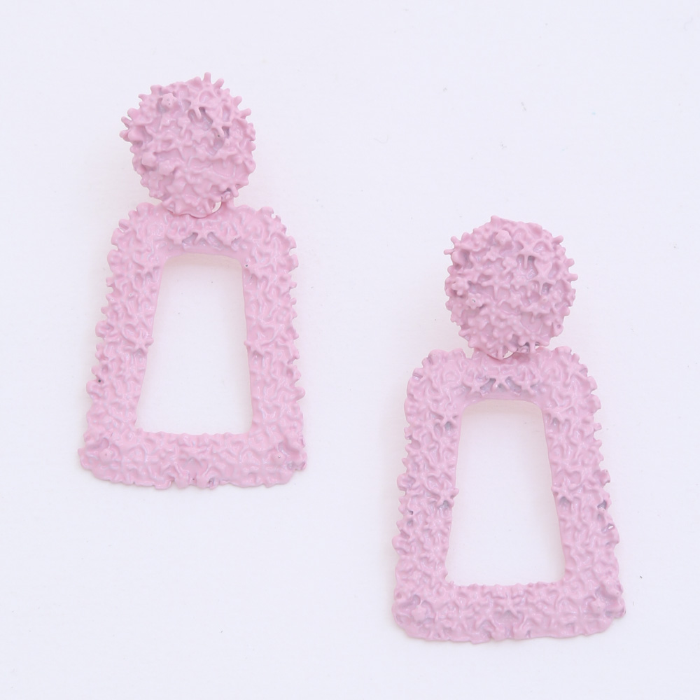 CRACKER METAL COLOR RECTANGLE DANGLE EARRING