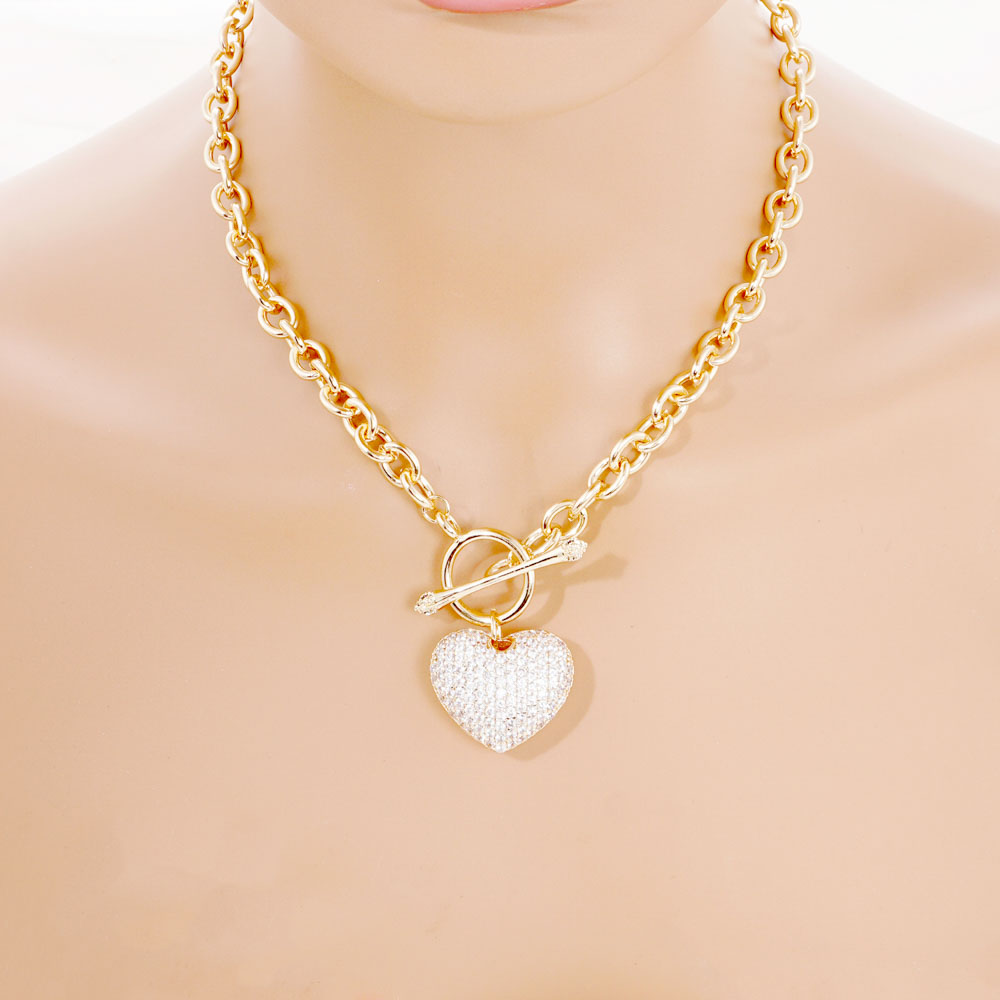 GOLD DIPPED HEART TOGGLE CLASP NECKLACE