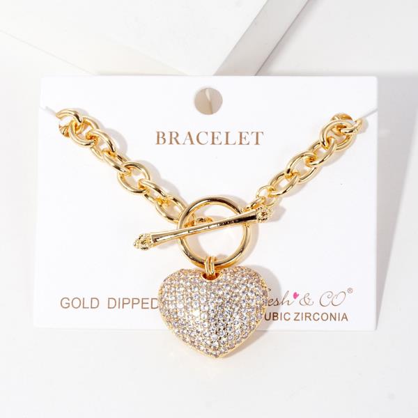 GOLD DIPPED HEART TOGGLE CLASP BRACELET