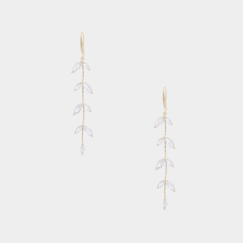 SODAJO CRYSTAL LEAF PATTERN EARRING