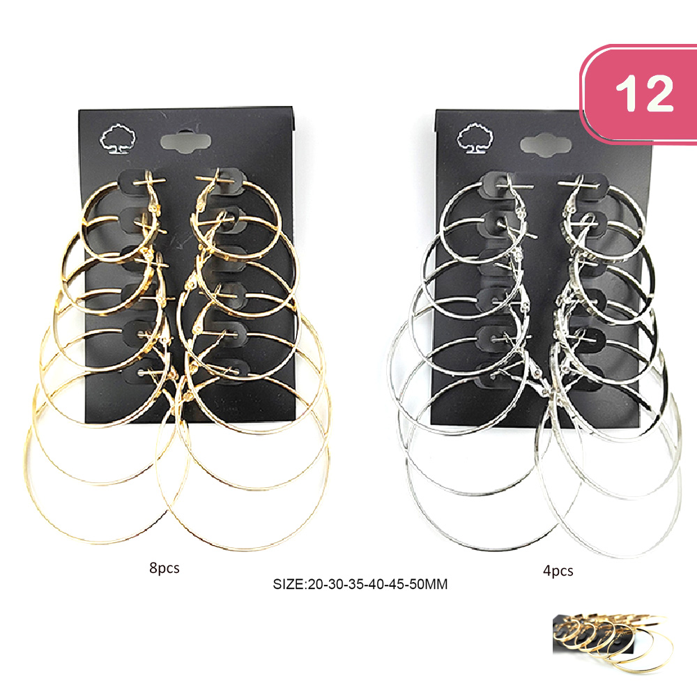 FASHION METAL HOOP EARRING SET (12 UNITS)