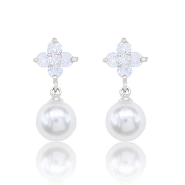 CUBIC ZIRCONIA PEARL EARRING