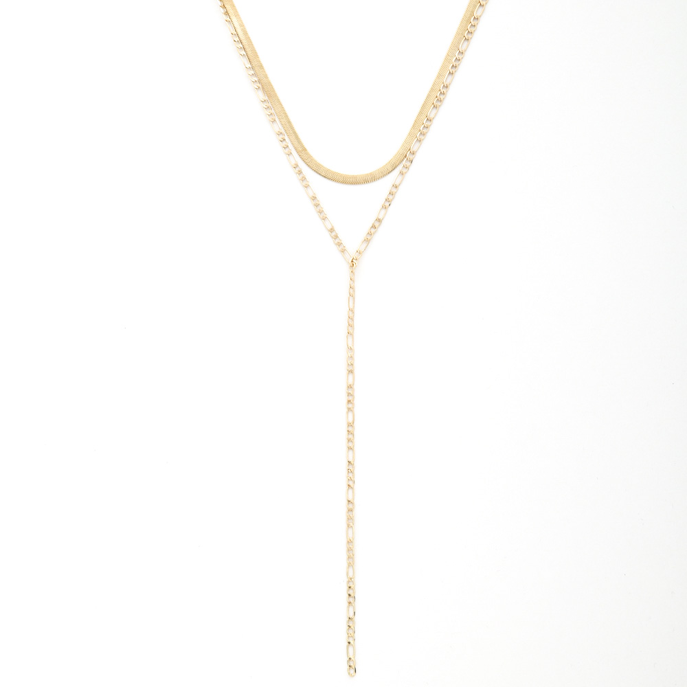 FIGARO LINK FLAT SNAKE CHAIN Y SHAPE NECKLACE