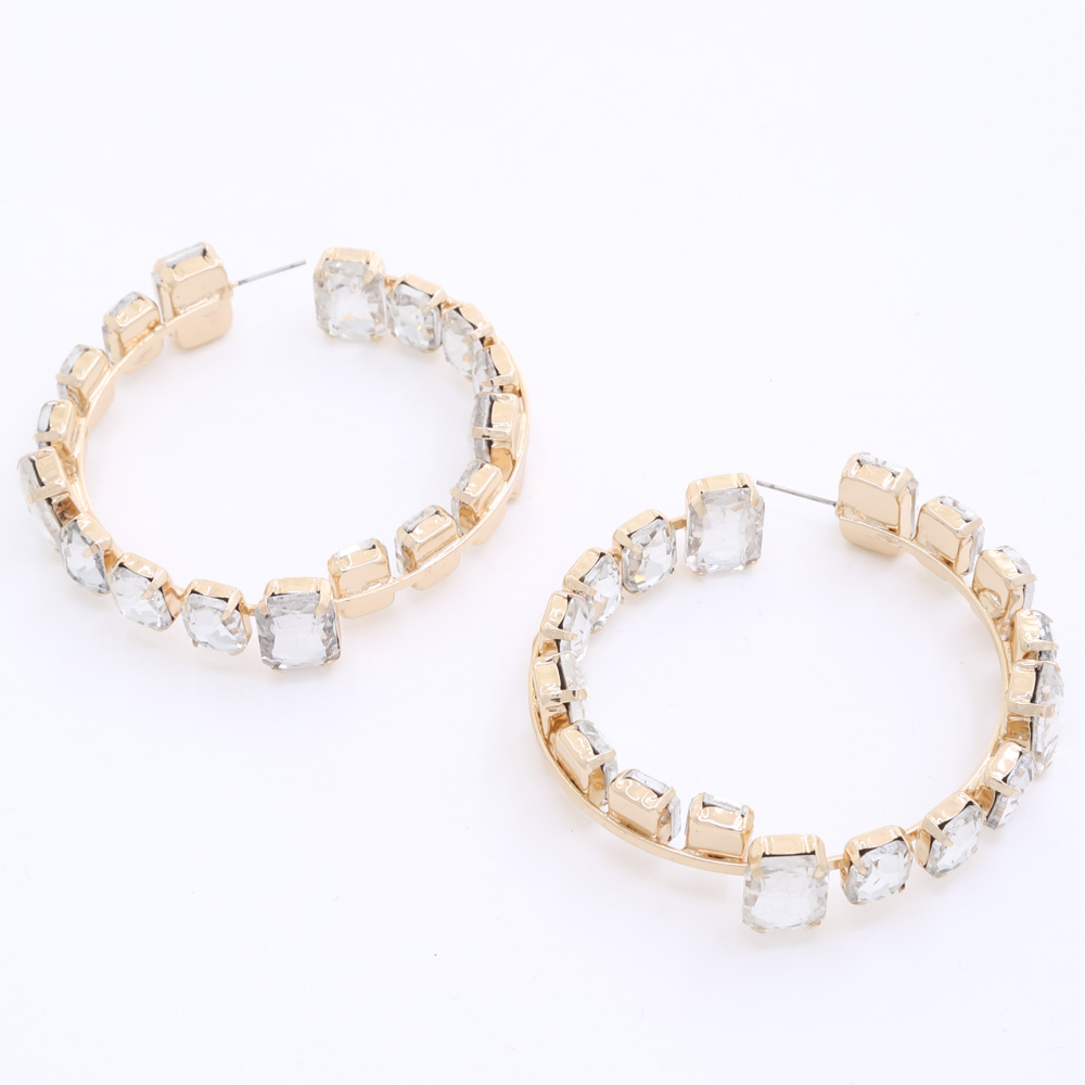 CRYSTAL STONE HOOP EARRING