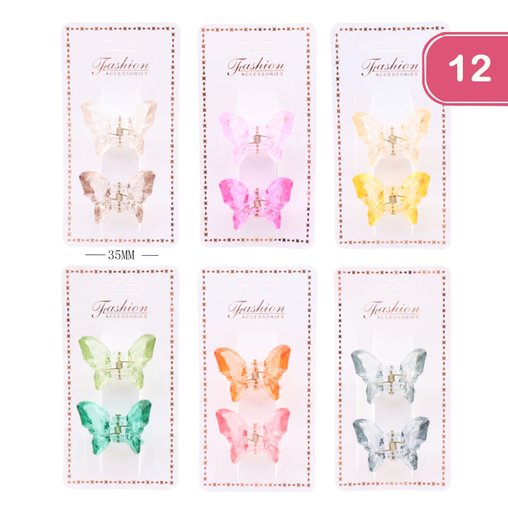 FASHION BUTTERFLY HAIR CLAW SET (12 UNITS)