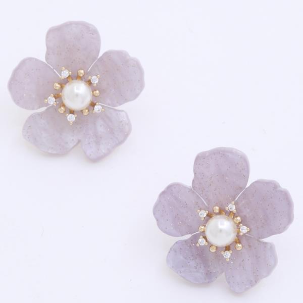 GLITTER FLOWER PEARL BEAD EARRING