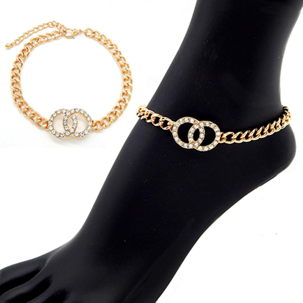 DOUBLE LINK RHINESTONE ANKLET