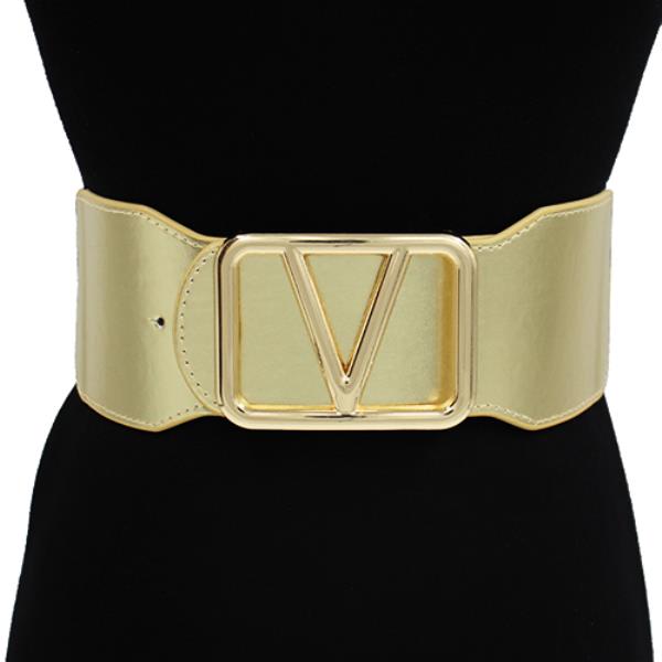 COLOR METAL V BUCKLE ELASTIC BELT