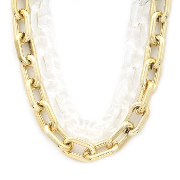 CLEAR OVAL CCB LINK LAYERED NECKLACE