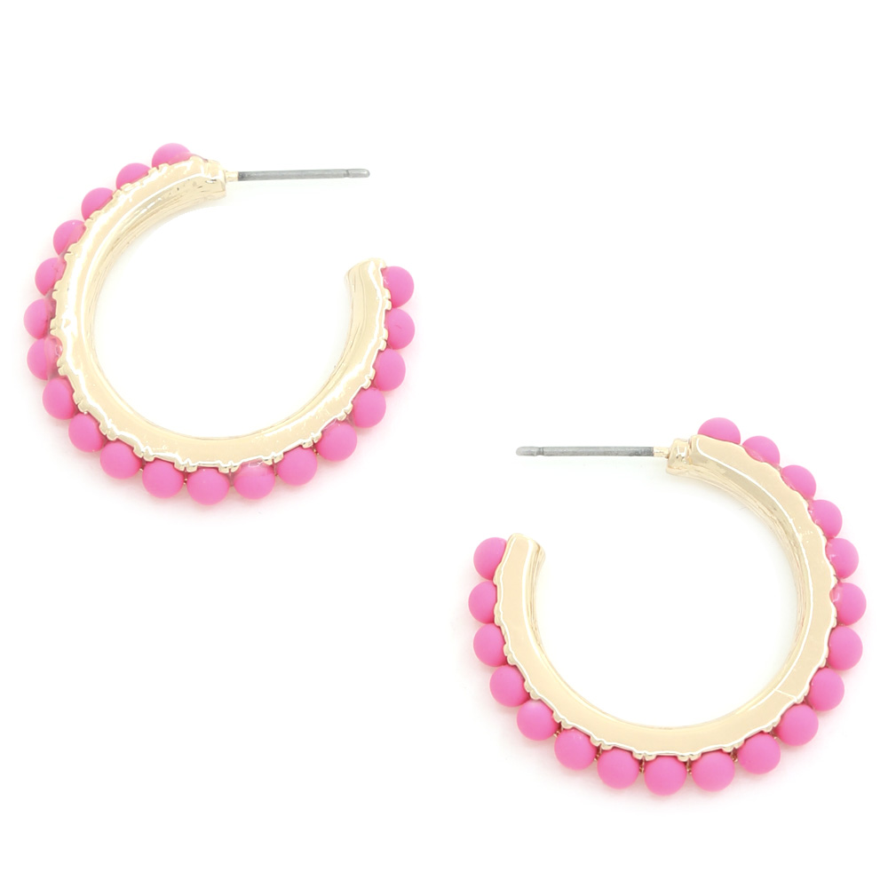 ACRYLIC METAL 25MM HOOP EARRINGS