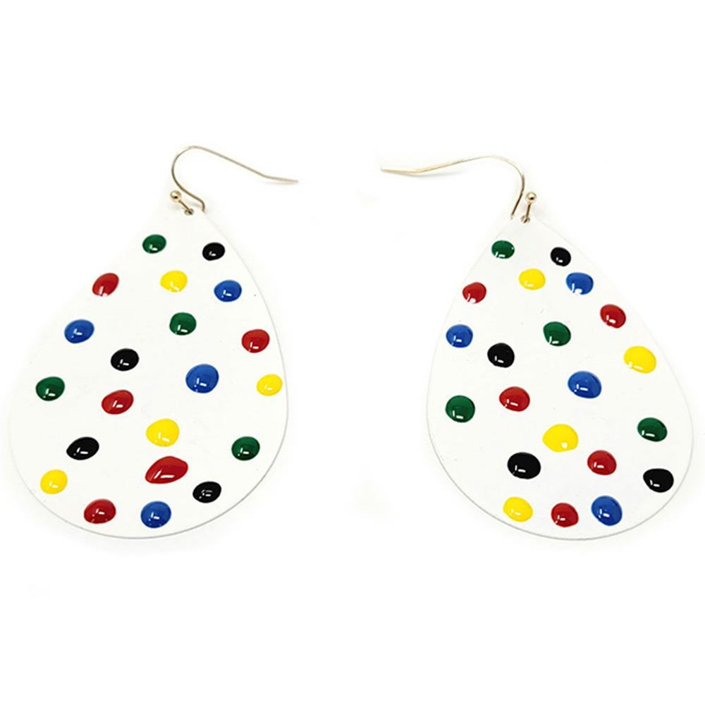 COLORFUL DOTS TEARDROP DANGLE EARRING