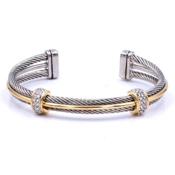 TWO-TONE PLATED CABLE BRACELETS