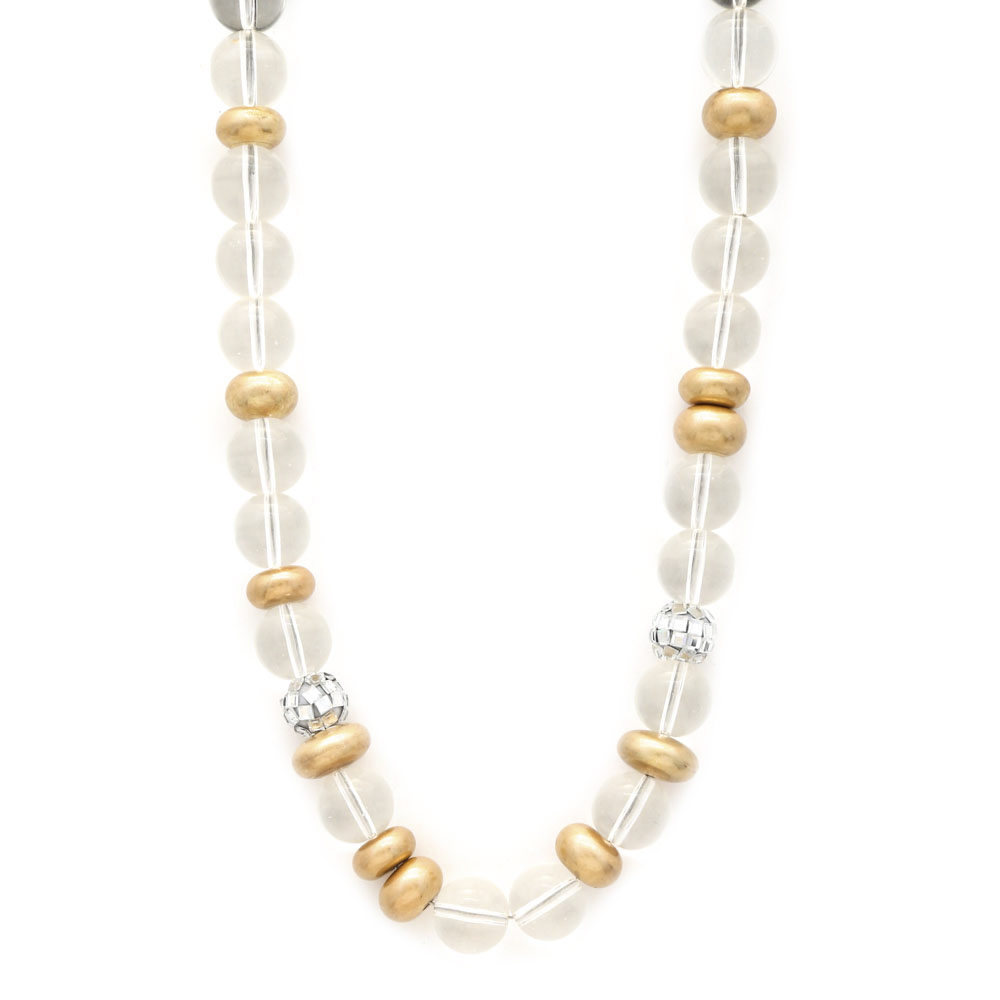 CLEAR METAL MIX BALL BEAD NECKLACE