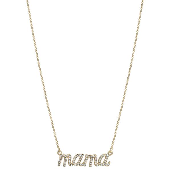 MAMA LETTER PAVE RHINESTONE PENDANT NECKLACE