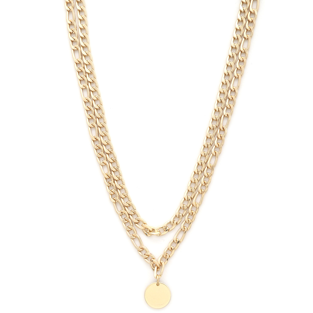 COIN CHARM FIAGARO LINK LAYERED NECKLACE