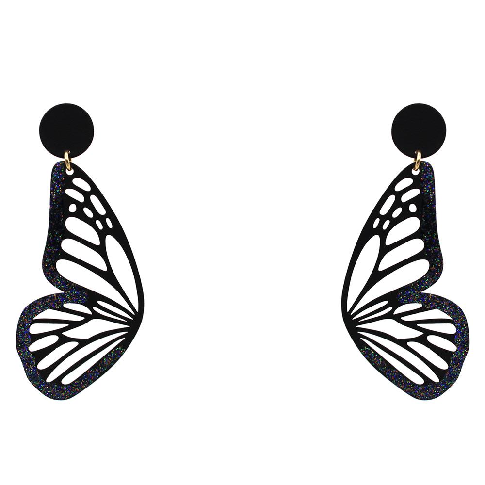 GLITTER CUT OUT BUTTERFLY DANGLE EARRING