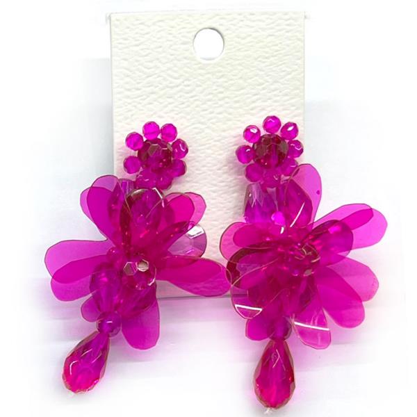 TRANSPARENT FLOWER BEADED EARRING