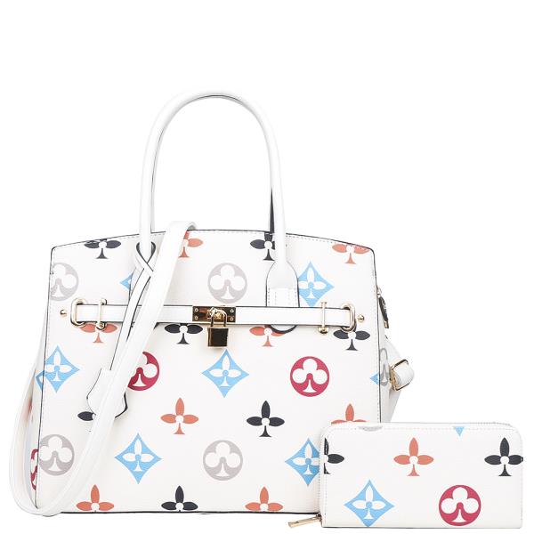 2IN1 FASHION PRINT SATCHEL BAG WITH WALLET SET
