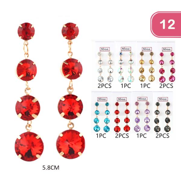 RHINESTONE DANGLE EARRING (12 UNITS)