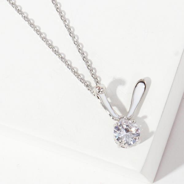 CRYSTAL BUNNY CHARM NECKLACE