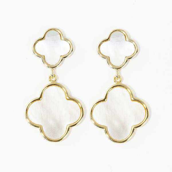 GOLD DIPPED DOUBLE CLOVER DANGLE EARRING