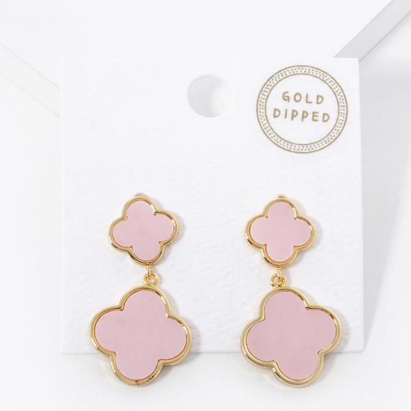 GOLD DIPPED DOUBLE CLOVER DANGLE EARRING
